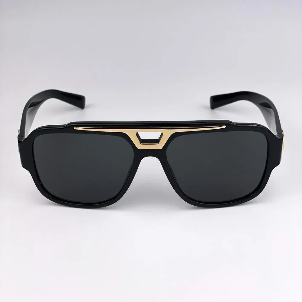 D&G DG4389 501/87 Sunglasses Black Dark Gray Gold Square Men